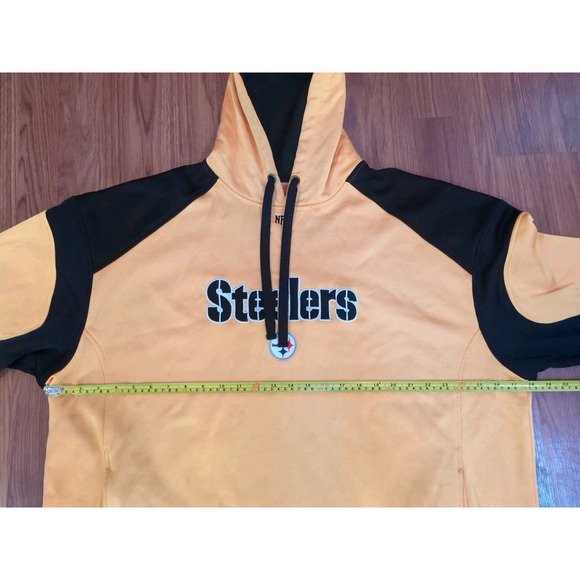 Vintage 2XL NFL Pittsburgh Steelers Yellow Black Hoodie AFC North Pockets Stains - Picture 12 of 15